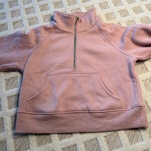 Rose-Pink Half-Zip Pullover Sweatshirt